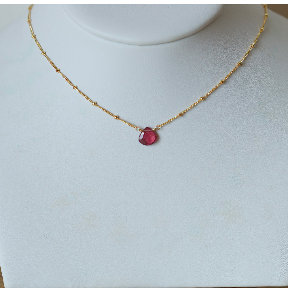 Solus Necklace - Pink Tourmaline - Dark Pink
