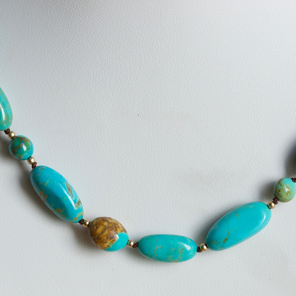 Knotted Kingman Turquoise Necklace