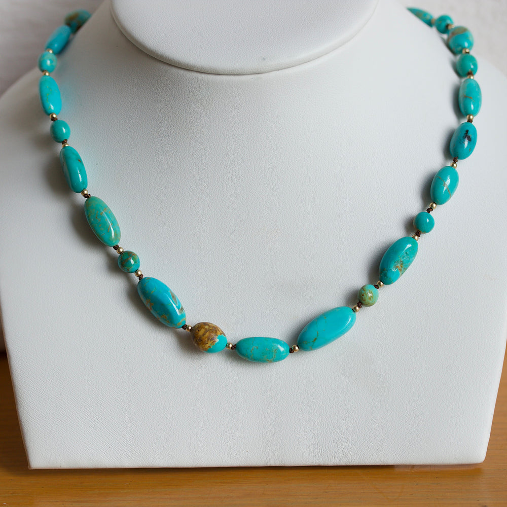 Knotted Kingman Turquoise Necklace
