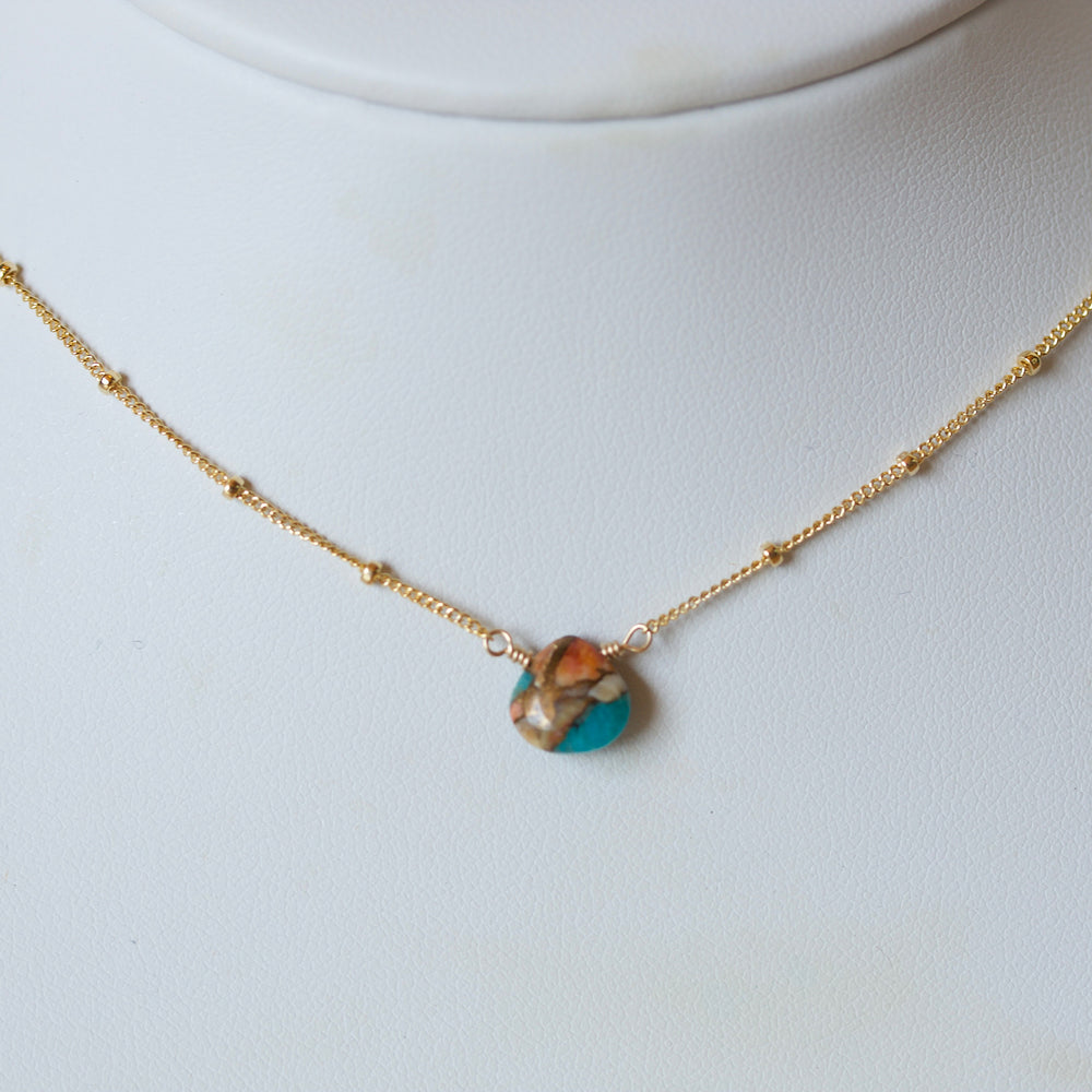 Solus Necklace - Spiny Oyster/Kingman Turquoise