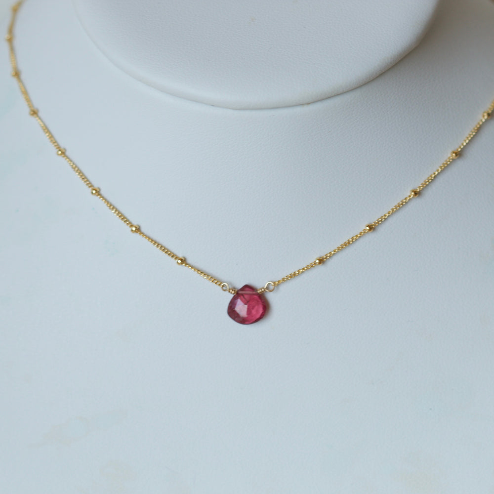 Solus Necklace - Pink Tourmaline - Dark Pink