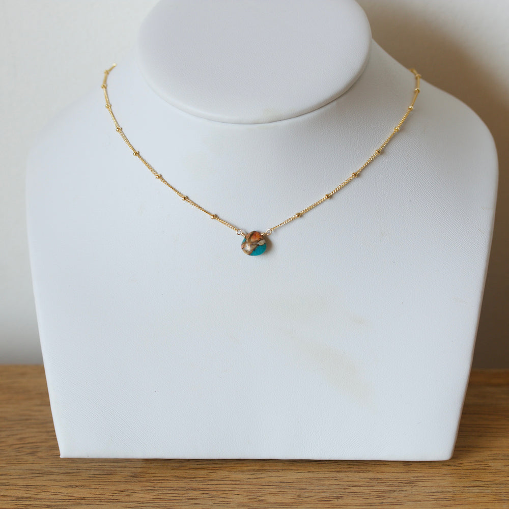 Solus Necklace - Spiny Oyster/Kingman Turquoise
