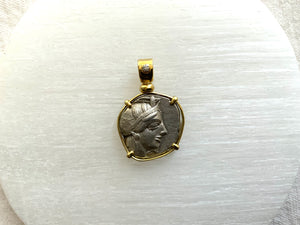 
                
                    Load image into Gallery viewer, Ancient Greek Athena &amp;amp; Owl Coin Pendant - Archaic Period 454 - 404 BCe
                
            