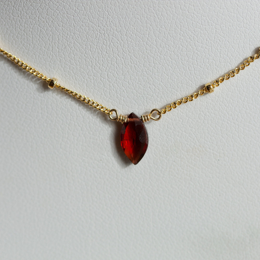 Solus Necklace - Garnet (Marquis Cut)