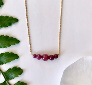 Ruby Short Necklace - 5 stone