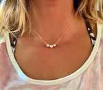 Pink Edison Floating Pearl Necklace - 3 Pearl Mini