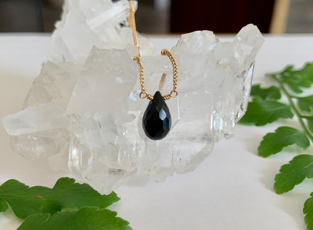 Single Stone Necklace - Black Spinel