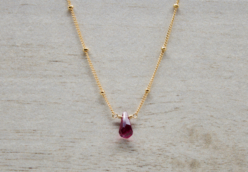 Single Stone Necklace - Garnet